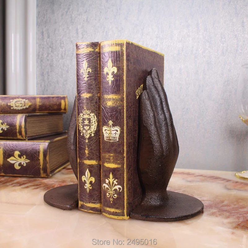 

Pair of Vintage Antique Finish Cast Iron Hands Bookends Decorative Book Support for Home or Office