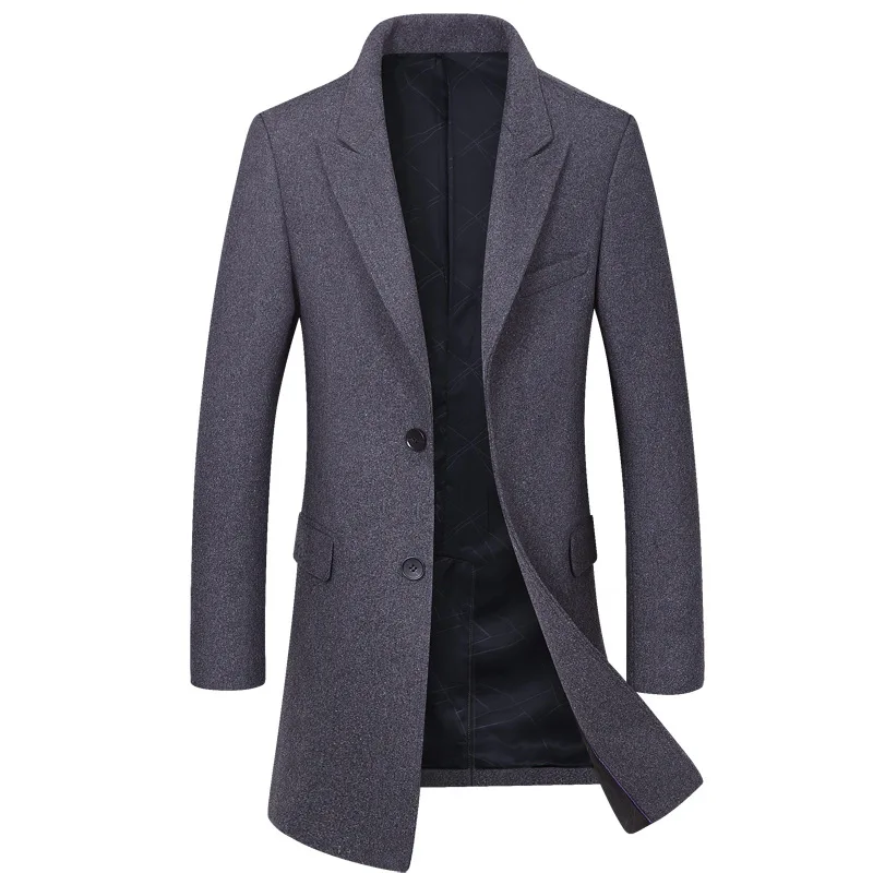 

New Brand Men Wool Coat Fashion Quality Wool Blend Long Overcoat Male Winter Trench Coat Men's Coat