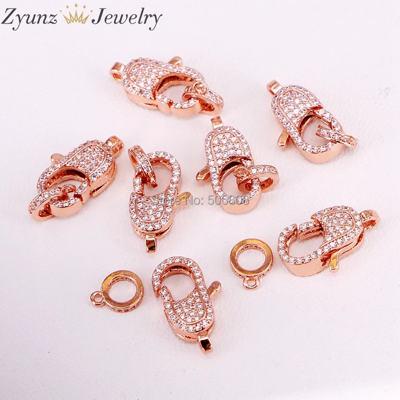 10PCS ZYZ324-9722 CZ Micro Pave Lobster Claw Clasp, Cubic Zirconia Clasp/Link Connector, Acessories