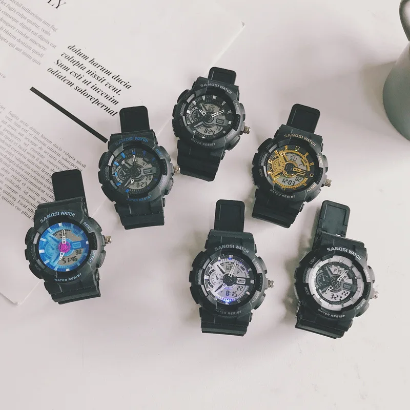 Ulzzang Multifunction Electronic Sport Watch Men Woman Waterproof Silicone Student Watches Ladies Big Dial Wristwatch Clock Male