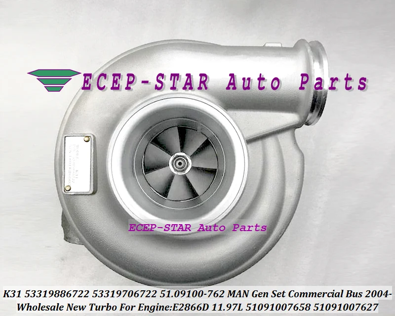 Turbo K31 53319886722 53319706722 51.09100-762 51091007627 51091007658 For MAN Gen Set Commercial Bus 2004- E2866D 11.97L 330HP