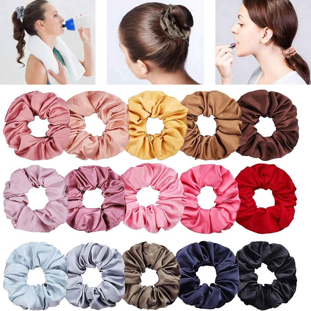 2022 New arrival Fashion women lovely satin Hair bands bright color hair scrunchies girl's hair Tie Accessories Ponytail Holder