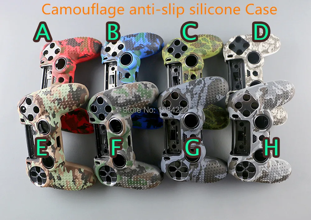2 pçs/lote camuflagem antiderrapante capa de silicone caso de pele para sony play station ps4 pro controlador fino