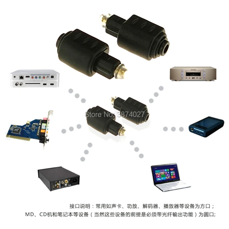 Optical Toslink Male to Mini 3.5mm Toslink Female Audio Adapter Connector Optical Fiber Adaptor