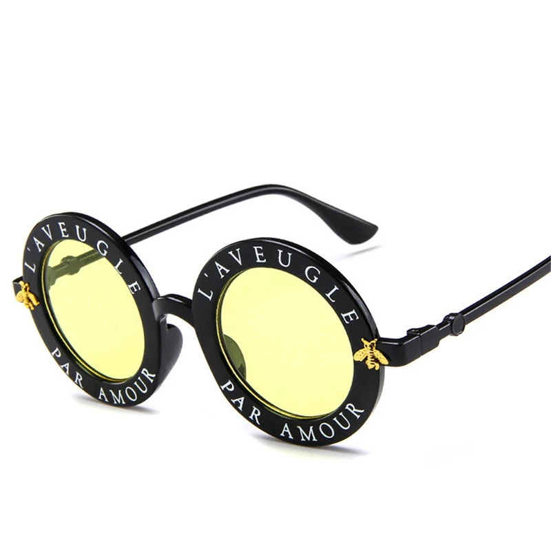 Fashion Trend Vintage Round Sunglasses Women Men Small Bee Ladies Sun glasses Eye glasses Party Eyewear Shades Personality UV400