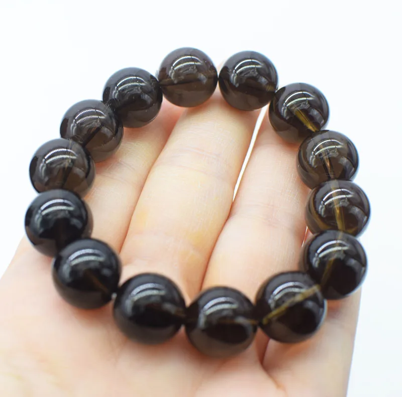 smoky quartz round  8/10/12/14/16/18mm bracelet 7.5inch FPPJ wholesale beads nature  gift