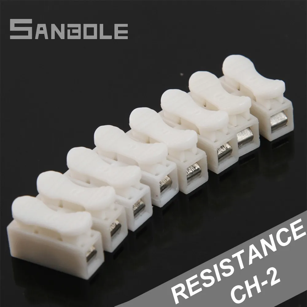 

Quick Connector Splice No Welding Connection Terminal Block Wire Dual Row Spring Press 2P White 2 positions CH-2 (100PCS)