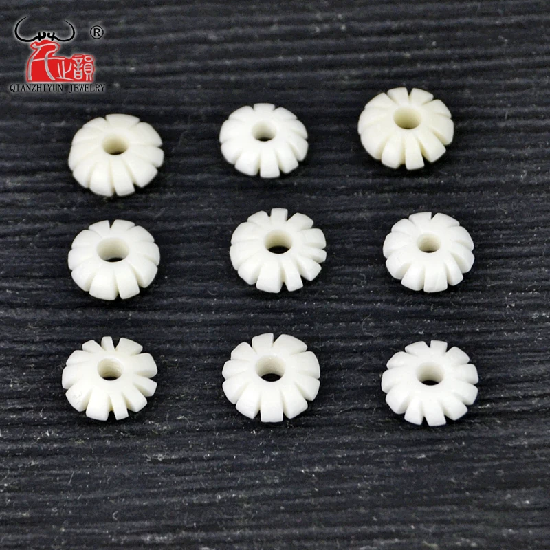 20PCS Natural Beef Bone Spacer Beads For Jewelry Making Flower Beads DIY Tibetan Bracelet And Necklace Accessories Hole 2 mm