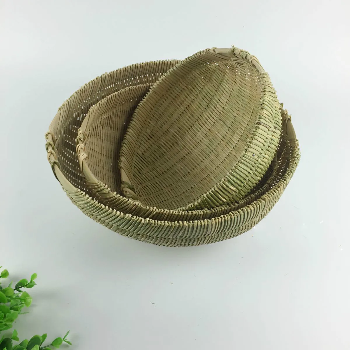 Handmade Bamboo Craft Hand Knitting Wash Rice Artifact Drain Vegetable Basket Vegetable Washing Basket Kitchen Organization