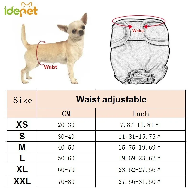 Dog Physiological Pants XS-XXL Diaper Sanitary Washable Female Dog Shorts Panties Menstruation Underwear Briefs Jumpsuit For Dog