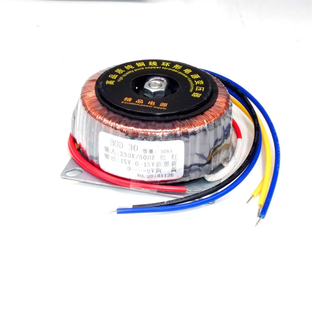 30AV 30W input 230v to AC Double 15V and single 9V Copper toroidal audio transformer for Preamplifier amplifier DAC board
