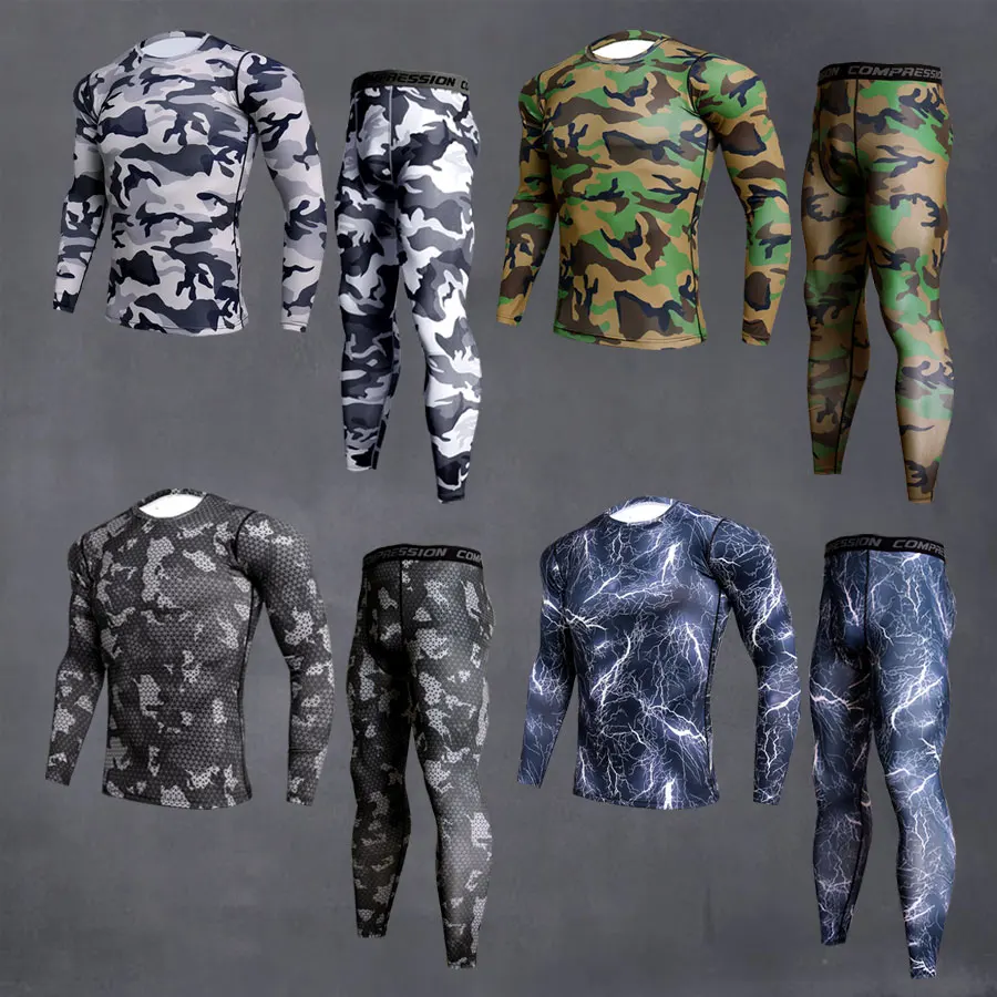 

Men's Sportswear Rash Guard MMA Men's Camouflage Clothing Compression Sport Leggings T-shirt Jogging Training Men's Clothing 4XL