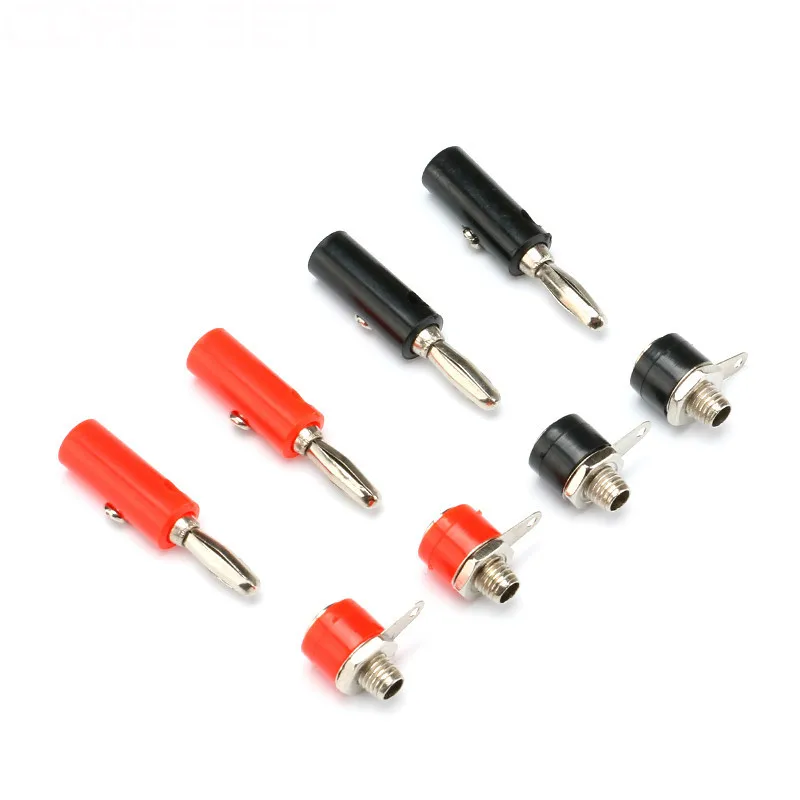 5Pairs 4mm Banana Plug Male and Female 4mm Banana Jack Panel Mount Banana Socket Terminal Connector Adapter Red Black