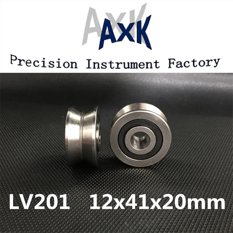 Rolamentos Free Shipping Lv201 V Groove Deep Ball Bearing 12x41x20mm Traces Walking Guide Rail Bearings Abec3
