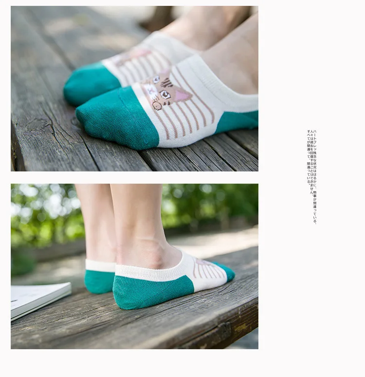 CAT Comfortable Summer Boat Socks Woman Cotton Cartoon Socks Invisible girl boy slipper casual hosiery 1pcs=2pcs WS107