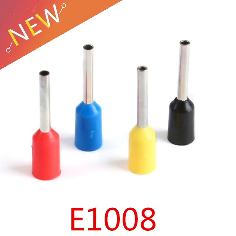 100pcs E1008 Tubular Wire Connector Electrical Terminals Bootlace Cooper Kit Set Cable Crimps Wire Ferrules Insulated terminal