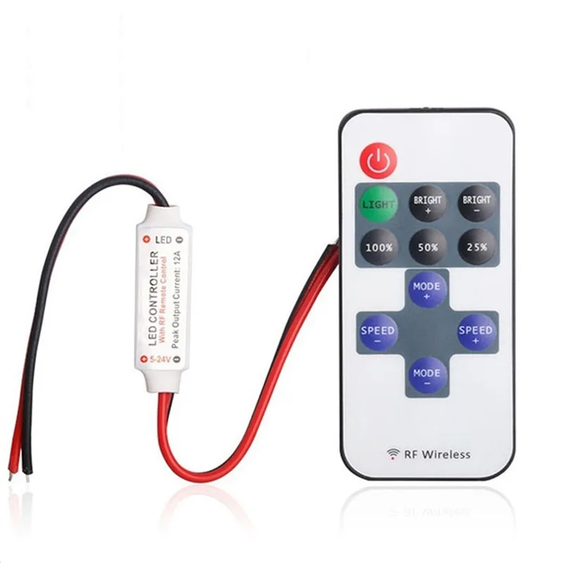 11Key 5V-24V LED Strip RF Mini Dimmer Wireless Remote Controller For 2pin 5050/2835 Single Color LED Strip