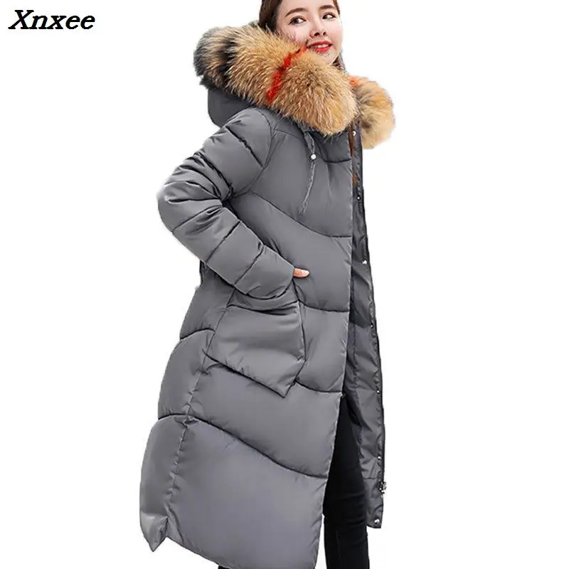 

2018 Thick Warm Fur Collar Hooded Cotton Long Parka Women Winter Coat Jacket For Mujer Feminine De Inverno Casaco