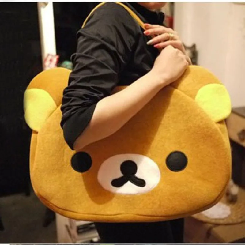 Women Plush Handbag Cartoon Big Bear Daily Party Shopping Round Tote For Women Casual Yellow Bear Large Capacity Shoulder Bags