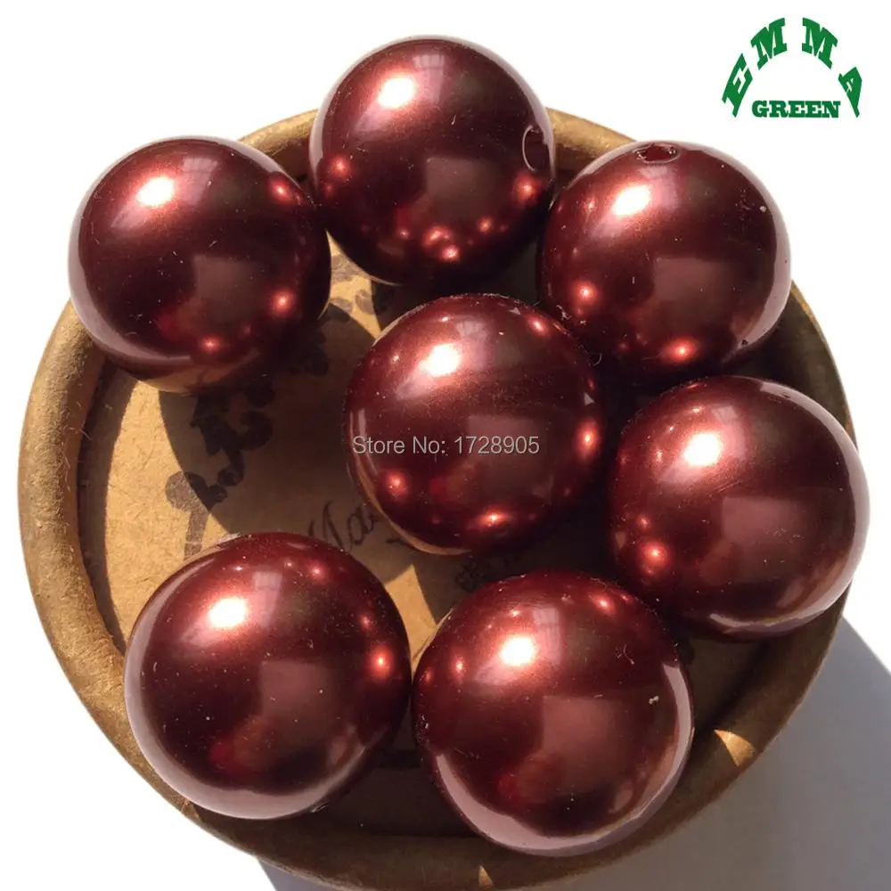 Bead Pearls Pearl Beads Imitation Burgundy 6mm to 30mm A23 Acrylic Round Pearl Spacer Beads for Jewelry DIY Bubblegum Necklaces