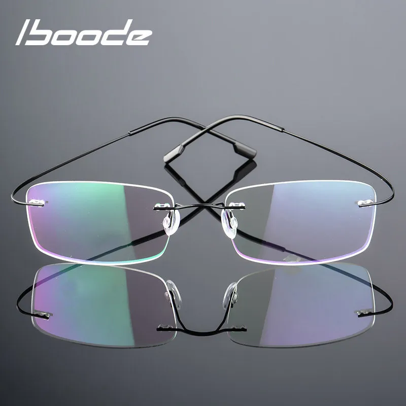 iboode Titanium Alloy Rimless Glasses Frame Women Men Ultra-light Vintage Glasses Frame Unisex Metal Reading Eyewear Frames