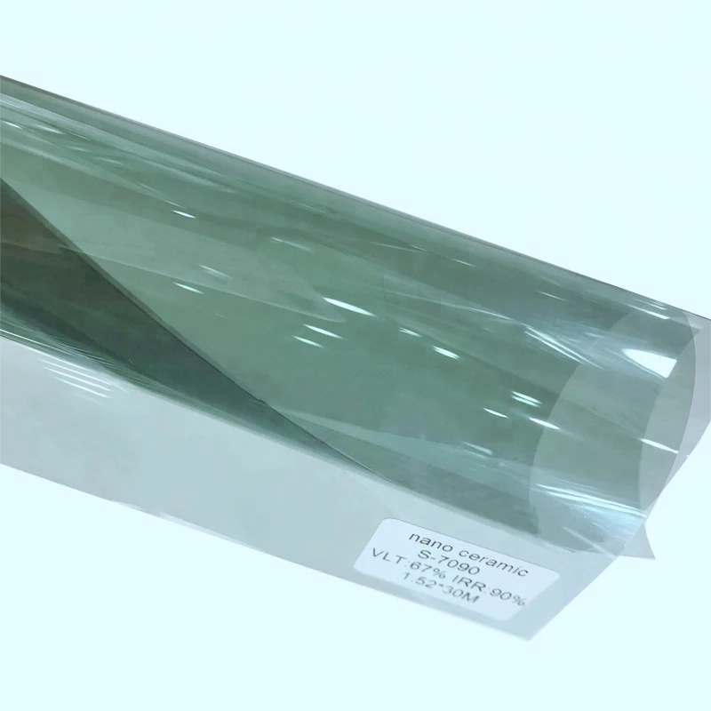 50cmX152cm IR90% VLT70% Nano ceramic green tint film sticker solar car window film