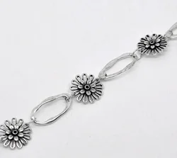 Lovely 1M Silver Color Flower Oval Link Chain Findings (B14206)