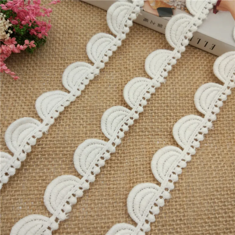 

19yards Cotton embroidery semicircle wavy lace Trim Fabric Ribbon clothing curtain home textile sofa skirt DIY decorative lace