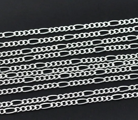 DoreenBeads Silver color Links-Opened Chains Findings 10M length (B09583), yiwu