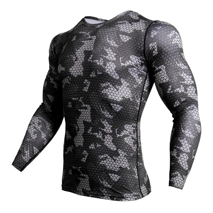 Compression Shirt Men Camouflage Long Sleeve Tight Tee Shirt Men Fitness 3D Quick Dry Clothes MMA Rashguard Gyms Camo T-Shirt