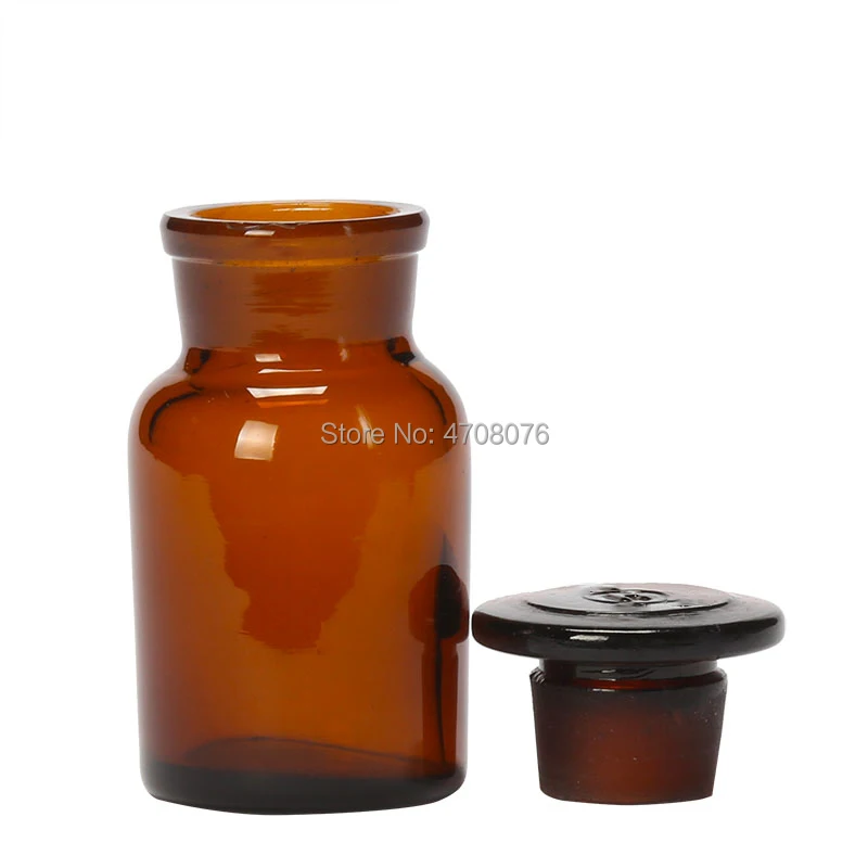 30/60/125/250/500ml Lab glass reagent bottle with glass cover lid Brown sample bottle wide frosted mouth for chemical experiment