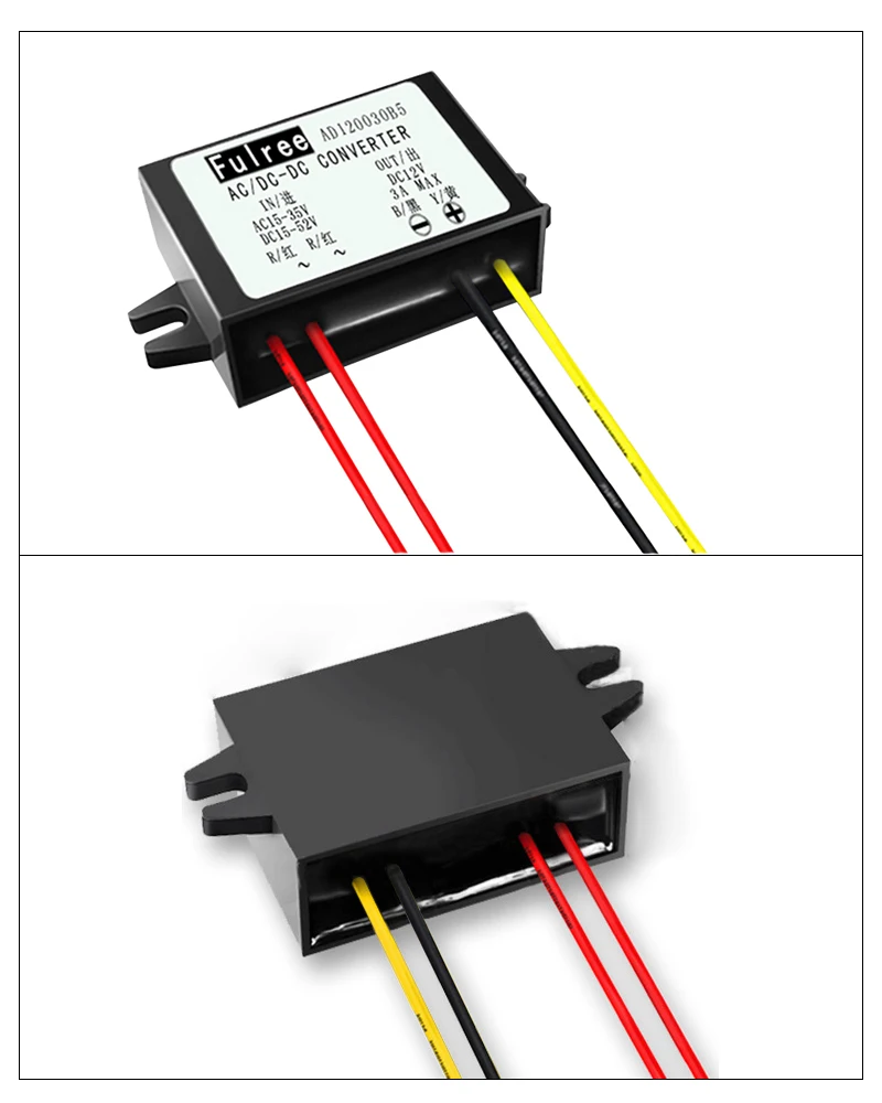 24VAC to 12VDC 1A 2A 3A Converter 24V AC 15-35V DC 15-52V to DC 12V Car Power Regulator Transformer Module for CCTV Monitoring