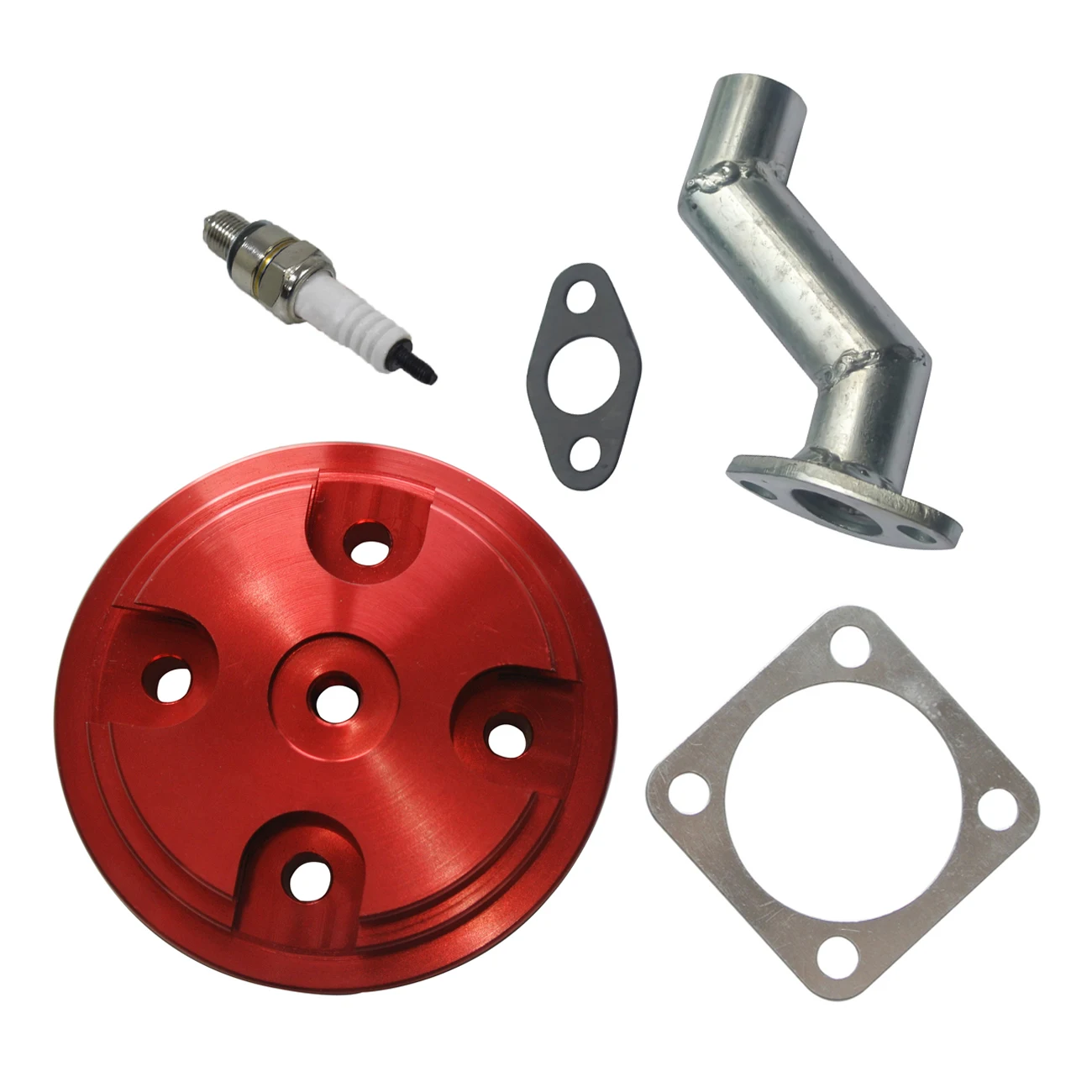 Red CNC Cylinder Head Cover & A7TC Spark Plug For 80cc Engine Motorized Bicycle