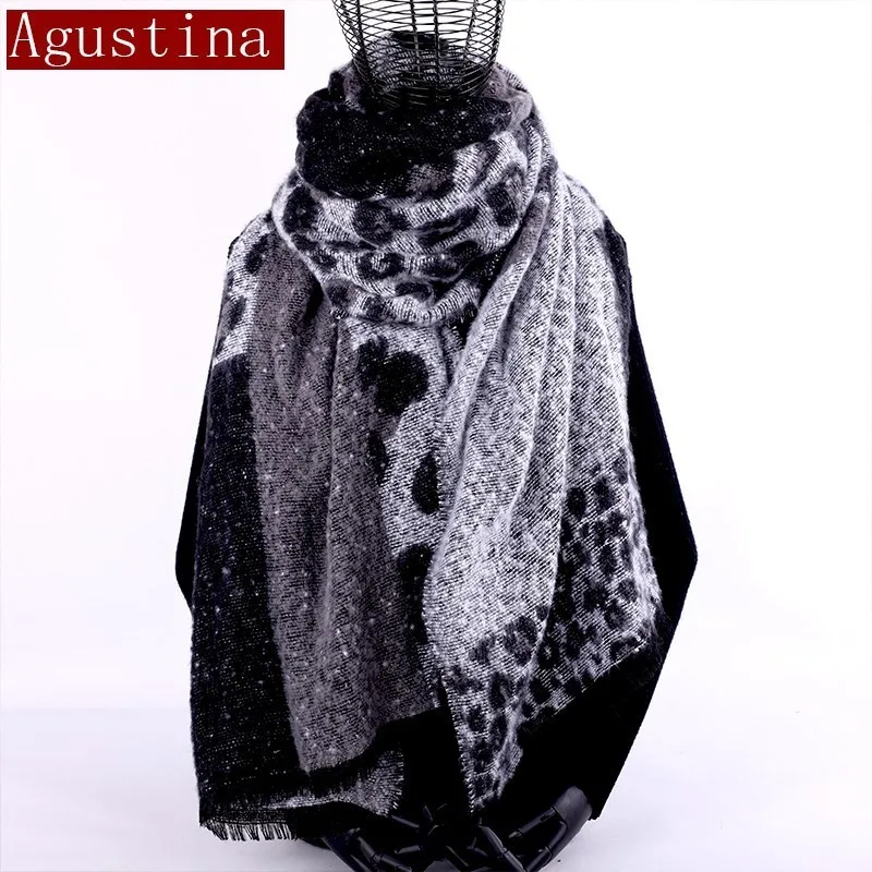 cashmere scarf Leopard print winter women wool Brand shawl hijab luxury for ladies long scarves thick oversize pashmina sjaal