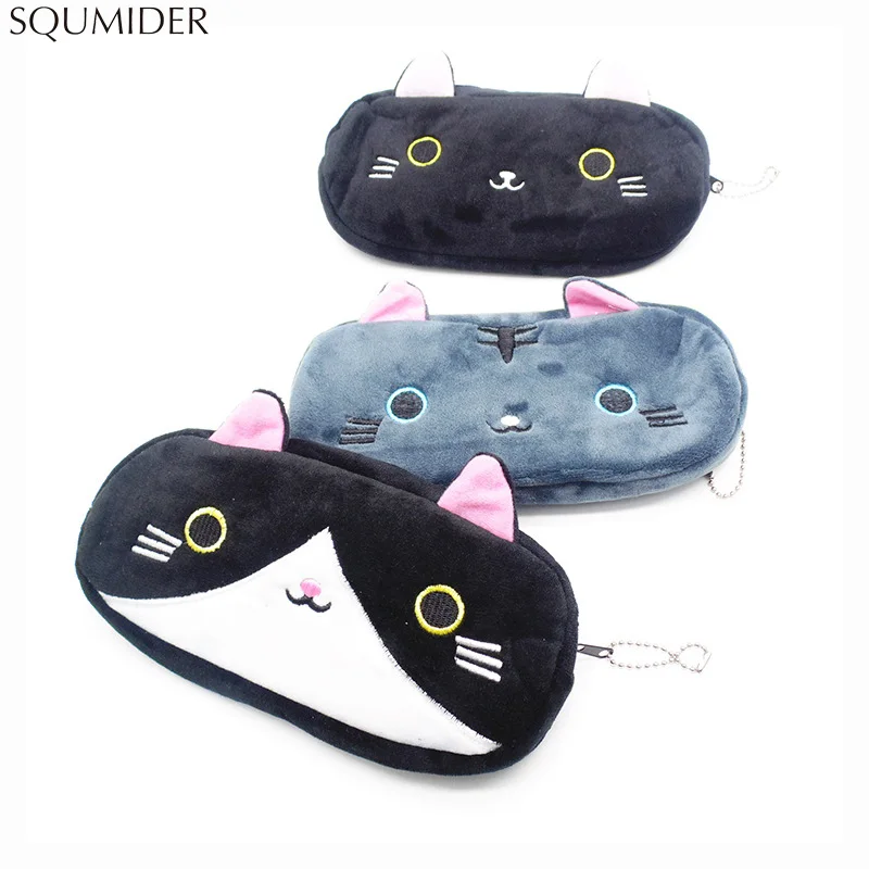 Plush Pencil Case School Supplies For Girls Stationery Office Cute Kawaii Cartoon Cat Pen Bag pouch kits Kids Gift Makeup bag