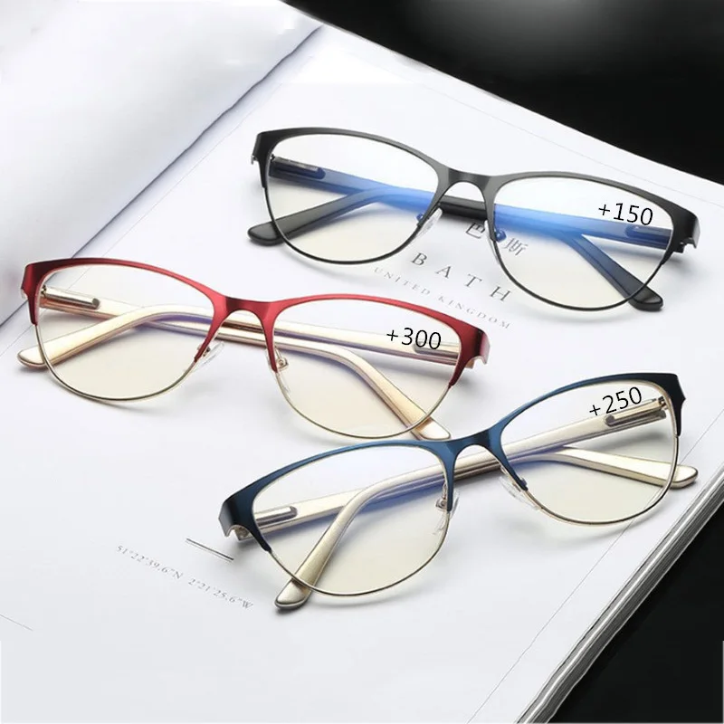 Alloy Women's Cat Eye Reading Glasses Fashion Presbyopia Glasses Pop Female Magnifier +1.0 +1.5 +2.0 +2.5 +3.0 +3.5