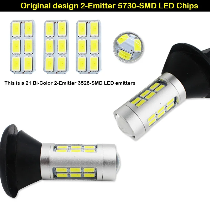 iJDM 7440 W21W T20 LED White/Red Dual-Color 1156 P21W 7506 LED  Bulbs For Car Backup Reverse Lights & Rear Fog Lamp Conversion