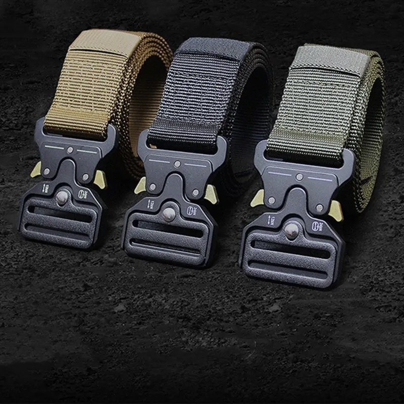 125cm Outdoor Climbing Accessory Nylon Wearproof Belt Hunting Training Quick Release Alloy Buckle Waistband