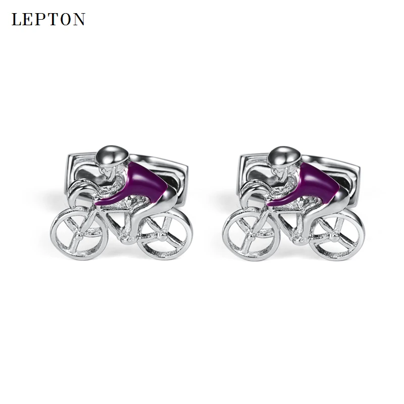 

Lepton Stainless Steel Bike Cufflinks for Men Funny Classical Wedding Gemelos Cycling Sport Set with Cufflinks Box