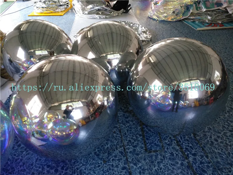 Pvc1.2m silver inflatable mirror ball, gold inflatable mirror ball, free delivery of an air pump, other sizes can be customized