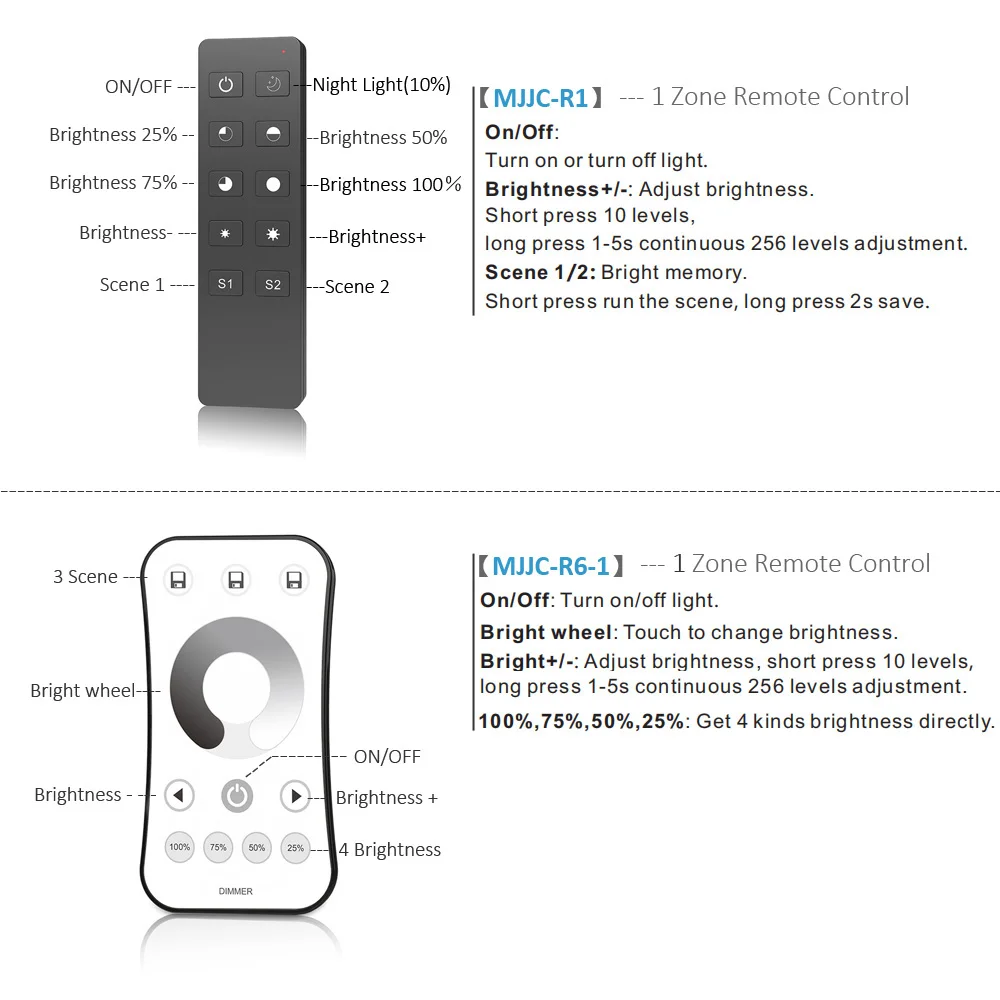 LED Dimmer 12V 24V PWM Wireless Dimmer Switch 5V 36V LED Strip Dimmer 12 Volt RF 2.4G Remote Control for Single Color Lighting