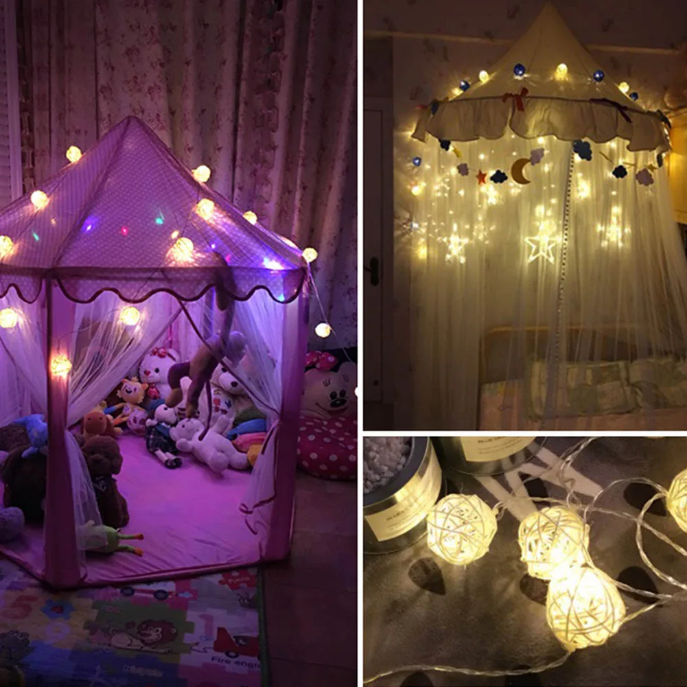 (Deal LED Light String Rattan Ball Fairy Light String Party Christmas Wedding Curtain Decoration illuminazioni 1M / 2M / 3M