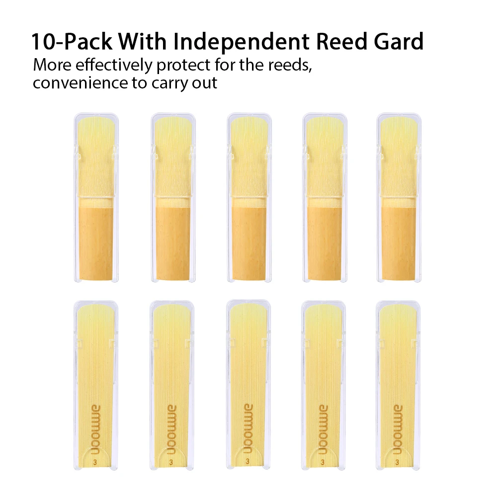 ammoon 10pcs/ Box Alto Saxophone Reeds  Sax Traditional Reeds Strength 2.5/ 3.0 Saxophone Accessories