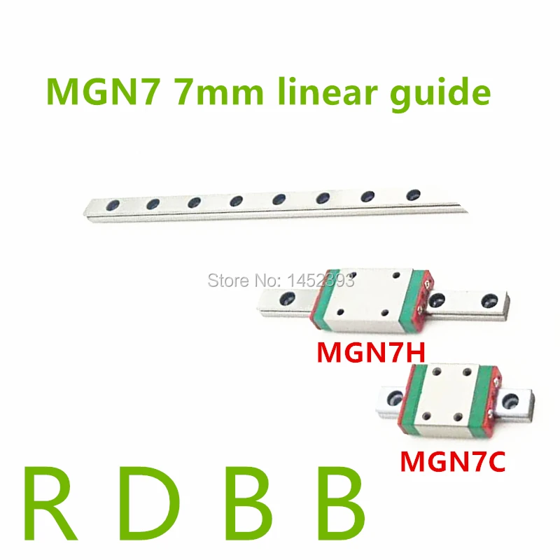 Guía lineal MGN7 de 7mm, carril lineal + bloque MGN7H o MGN7C, 60, 100, 150, 150, 160, 200, 220, 250, 300, 350, 400, 450, 500, 550, 600, 650,