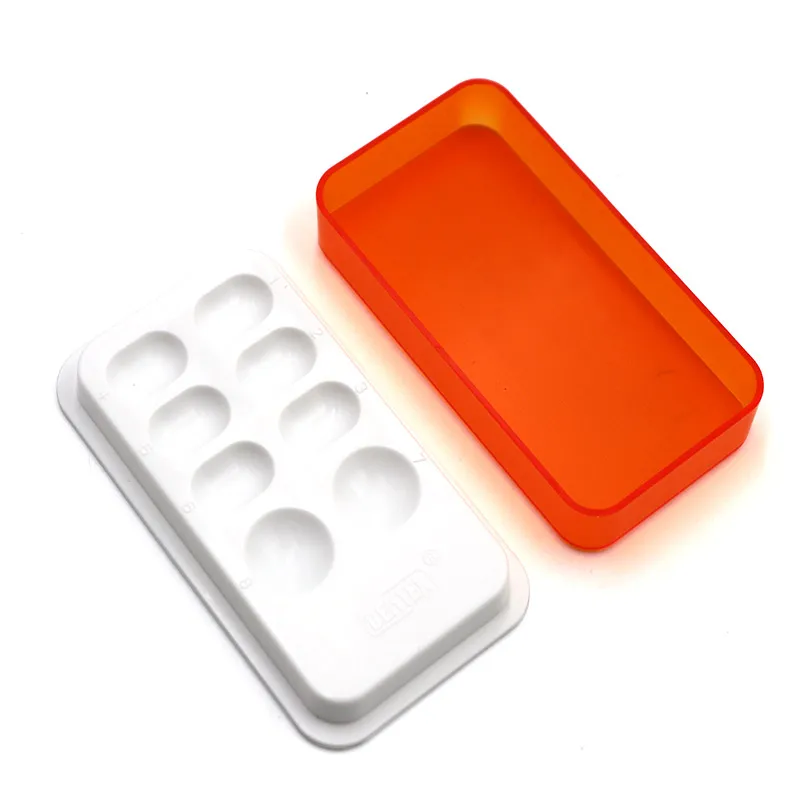 

2pcs Dental lab 8 Slot Resin Palette with Cover Plastic Palette Watering Plate Mixing Plate Stain Powder Mixing Tool