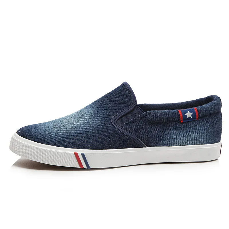 EXCARGO Canvas Shoes Sneakers Men Shoes Slip On 2019 Summer Fashion Shallow Casual Shoes For Men Denim Blue Sneakers For Men