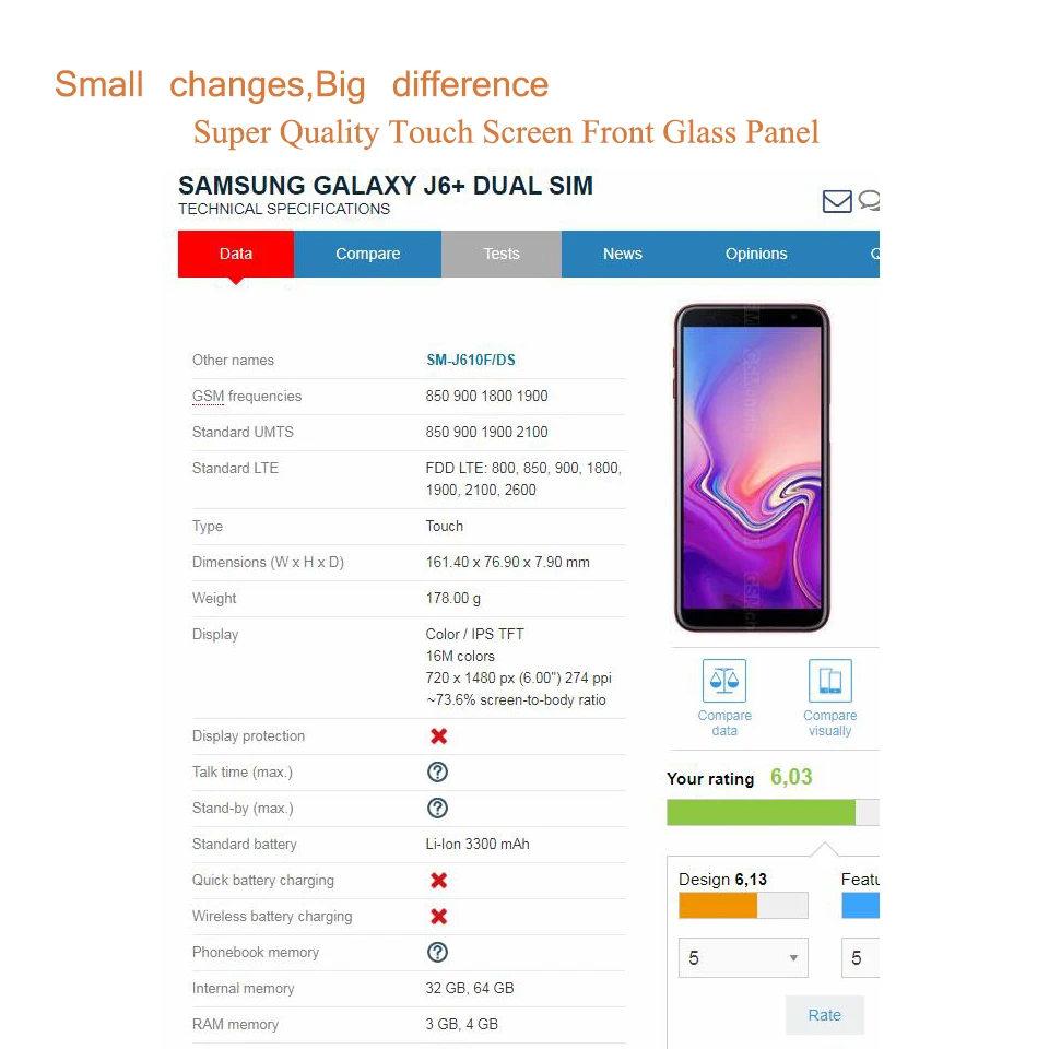 10Pcs/Lot For Samsung Galaxy J6 Plus 2018 J610 Touch Screen Panel LCD Front Outer Glass Lens J6+ With OCA Glue