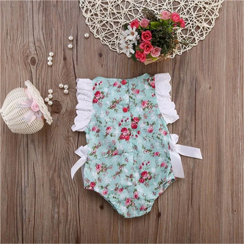 Summer Newborn Toddler Infant Baby Girl Jumpsuit Bodysuit Outfit Sunsuit Clothes Baby Girl Bodysuits Cotton O-neck 0-24M