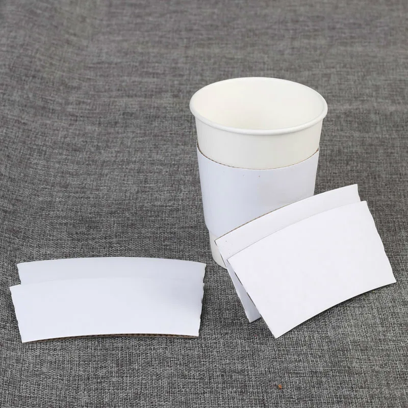 100 PCS Coffee Cup Sleeves White Brown Disposable Cup Holders Kraft Corrugated Paper Tea Cup Sleeves Anti Scalding Customized