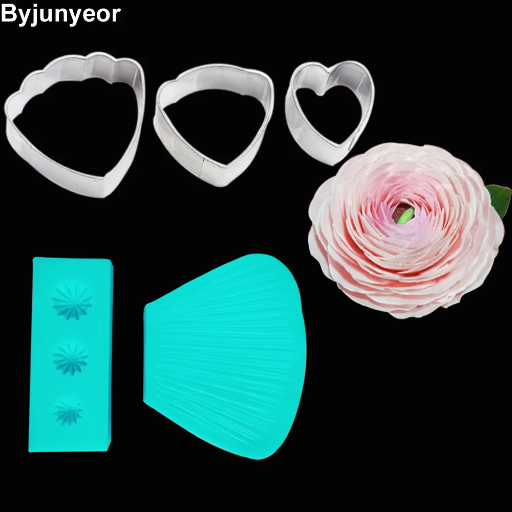 CS215 Buttercup Flower Petal Double Side Veiner Cake Decorating Tools Ranuncula Sugar Clay Fondant Sugarcraft Mold